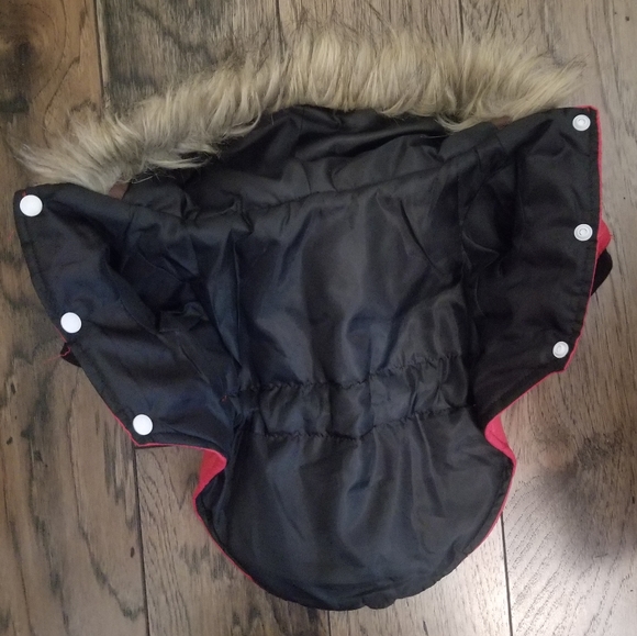 Ski Bunny Puffer Dog Coat Red With Fur Trimmed Hood Small - Picture 9 of 10